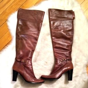Size 8 Naturalizer Women's Brown-Tan Leather Knee-High Boots